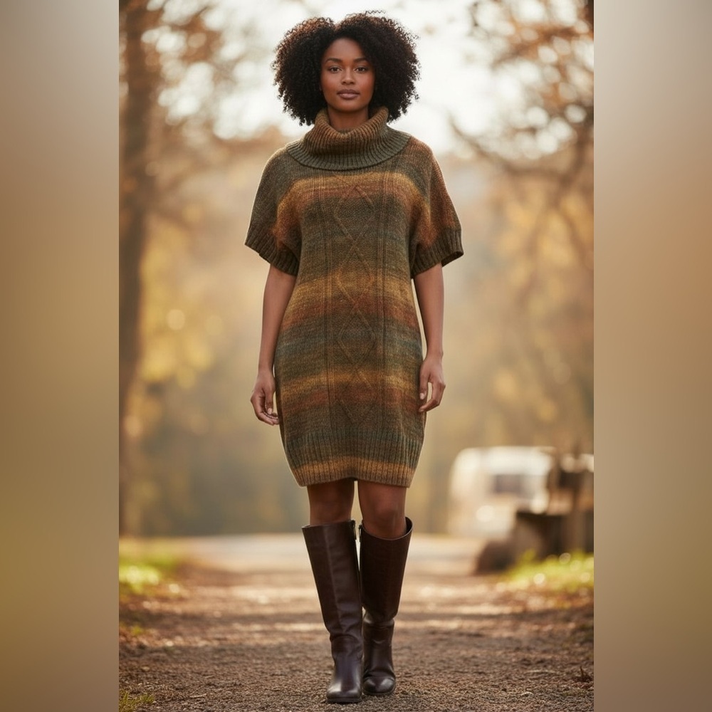 Ronni Nicole Earthy Turtleneck Sweater Dress PTP 21.5 L 32